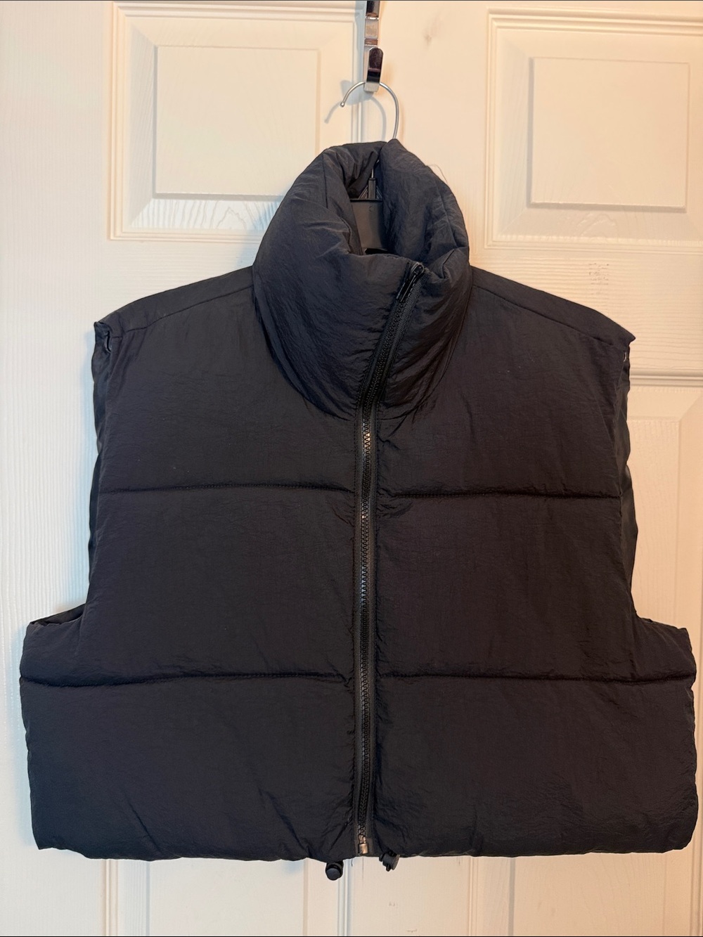 Black Puffer Vest with High Collar